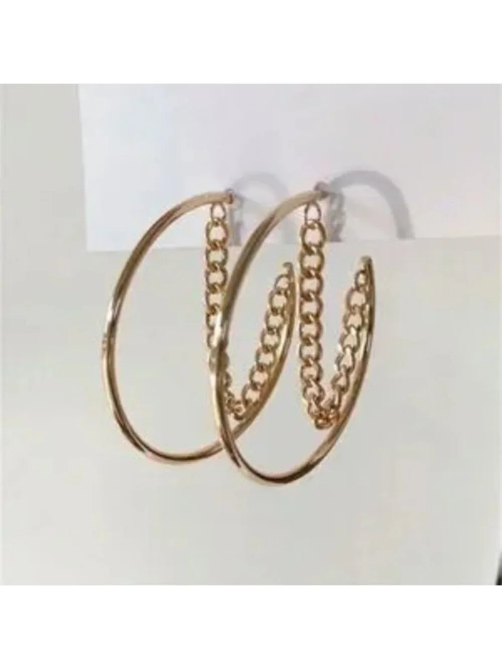 Gold Chain Link Hoop Earrings C Statement Dangle Hoops
